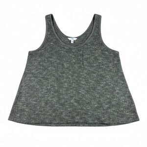 Time and Tru Sleeveless Womens Green Marled Knit Tank Top Size Large 12-14